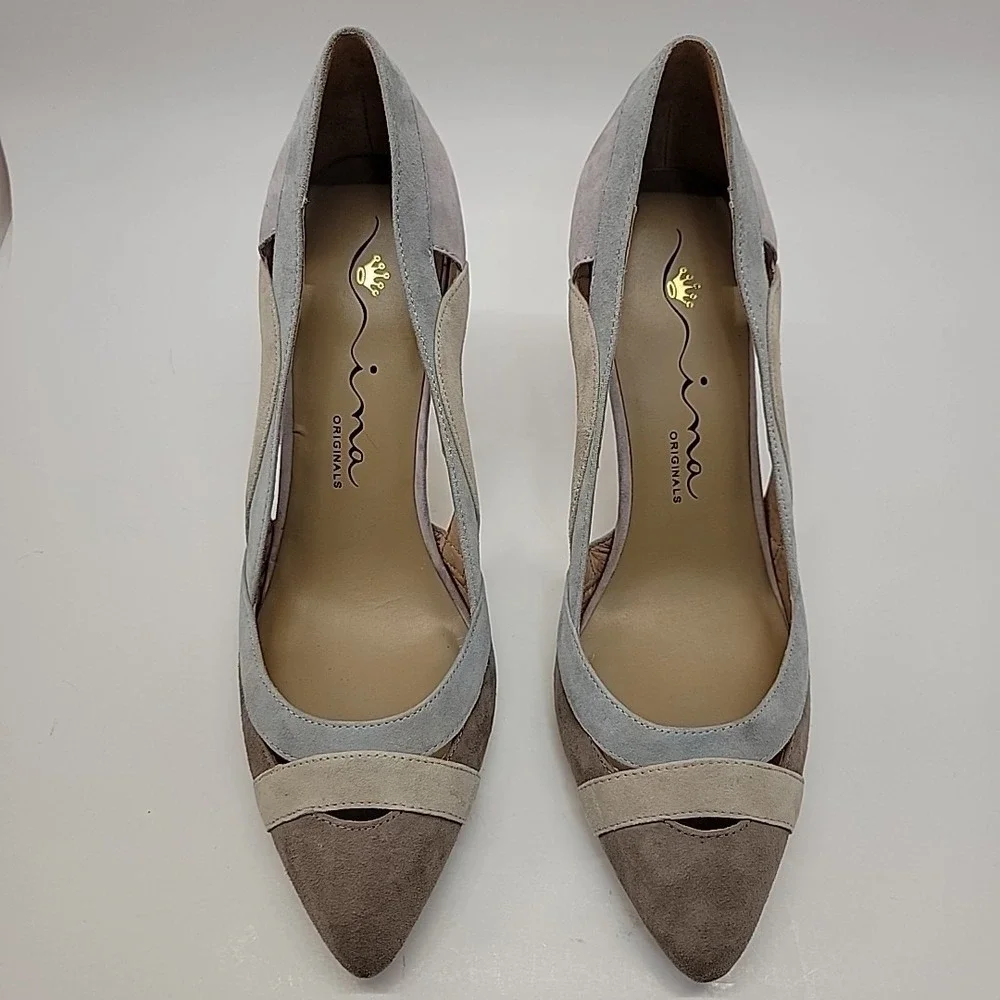 Nina Originals Agenda Suede Pastel Color Block Cut Out Heels US Size 10 Pretty